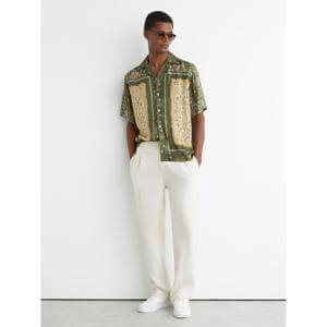REISS Vicente Paisley-Print Cuban-Collar Shirt